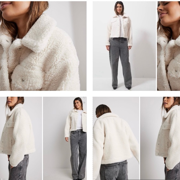 NA-KD BONDED TEDDY JACKET IN OFF WHITE, SOFT WARM AND COZY - Picture 3 of 16